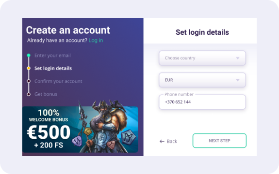 SafeCasino Passos para o registo 4